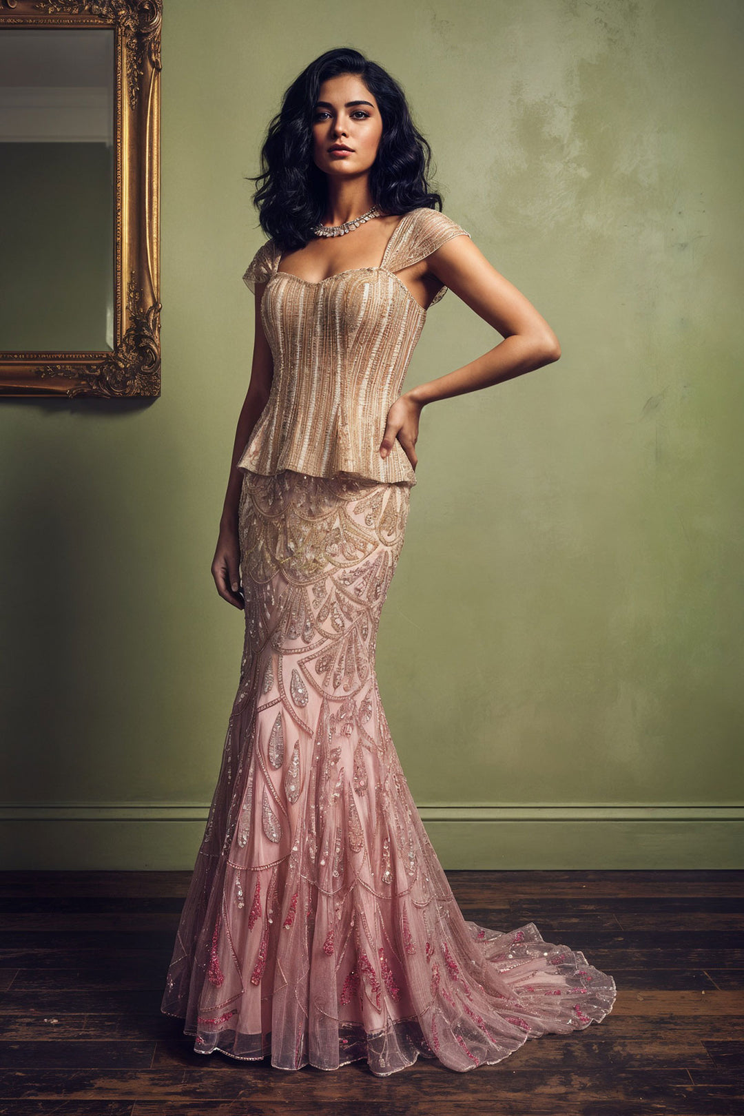 Corset Style Jacket With Fishcut Skirt