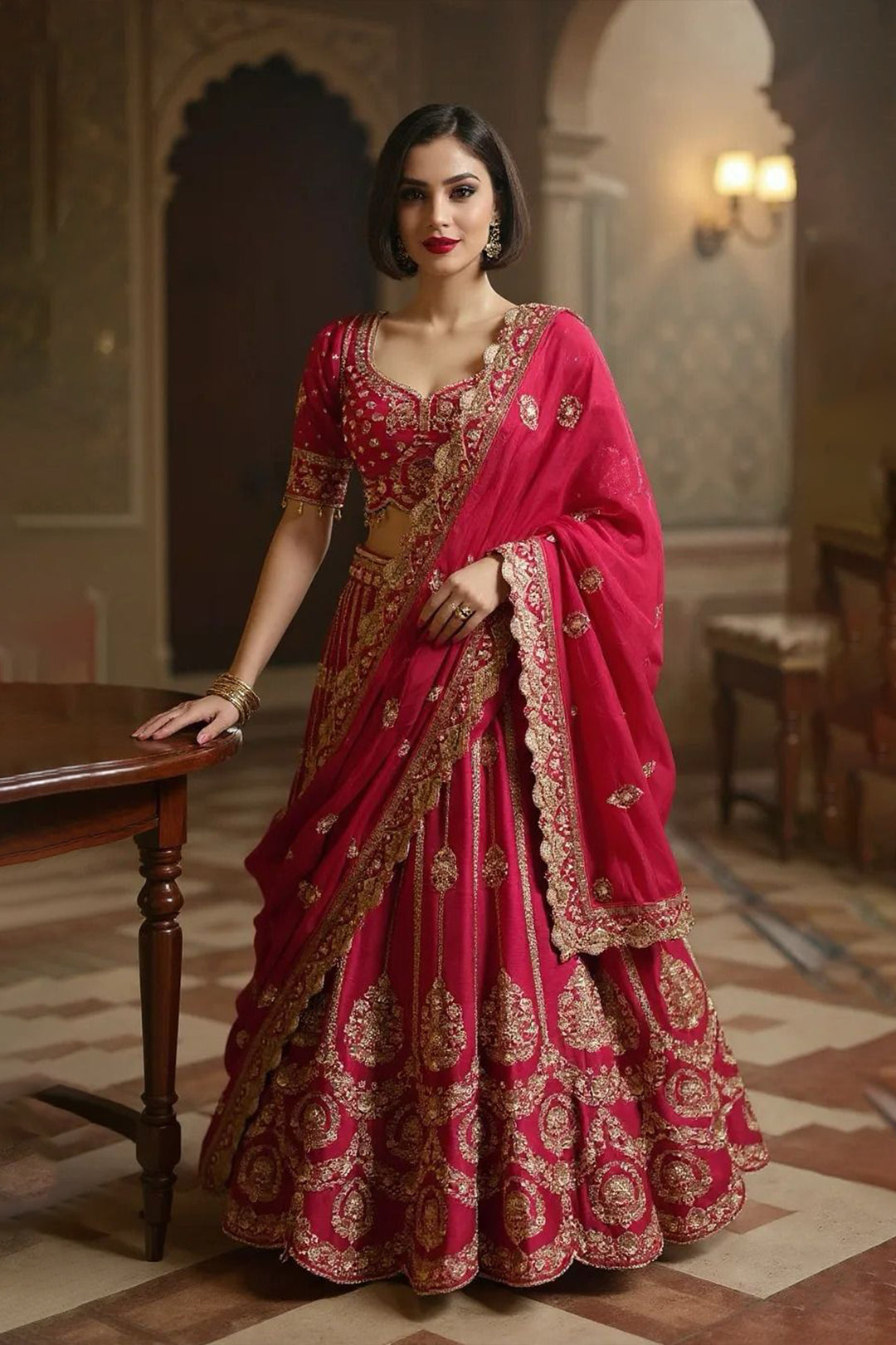 Rani Pink Bridal Lehenga