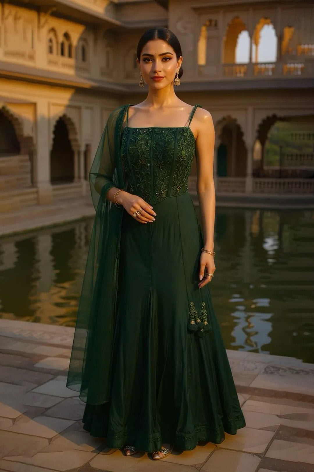 The Corset Edit - Green Corset With Sharara