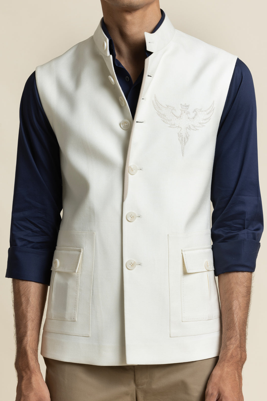 Designer Waistcoat With Phoenix Embroidery