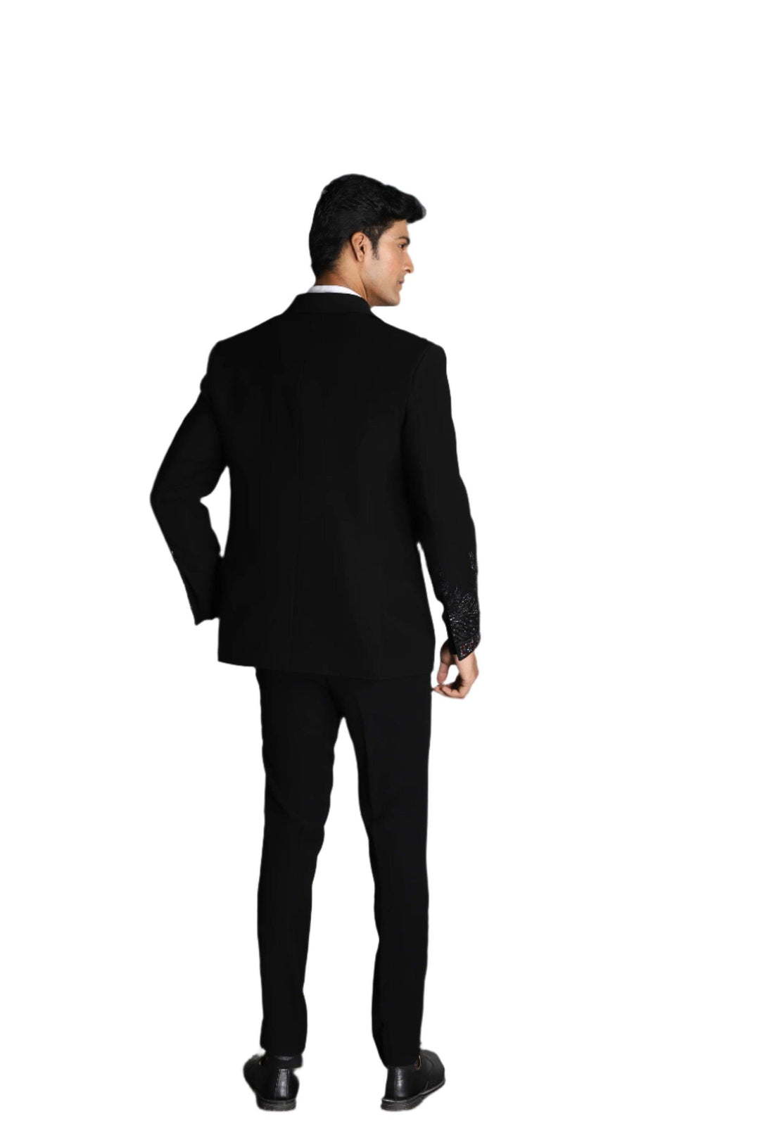 Black Embroidered Tuxedo Set