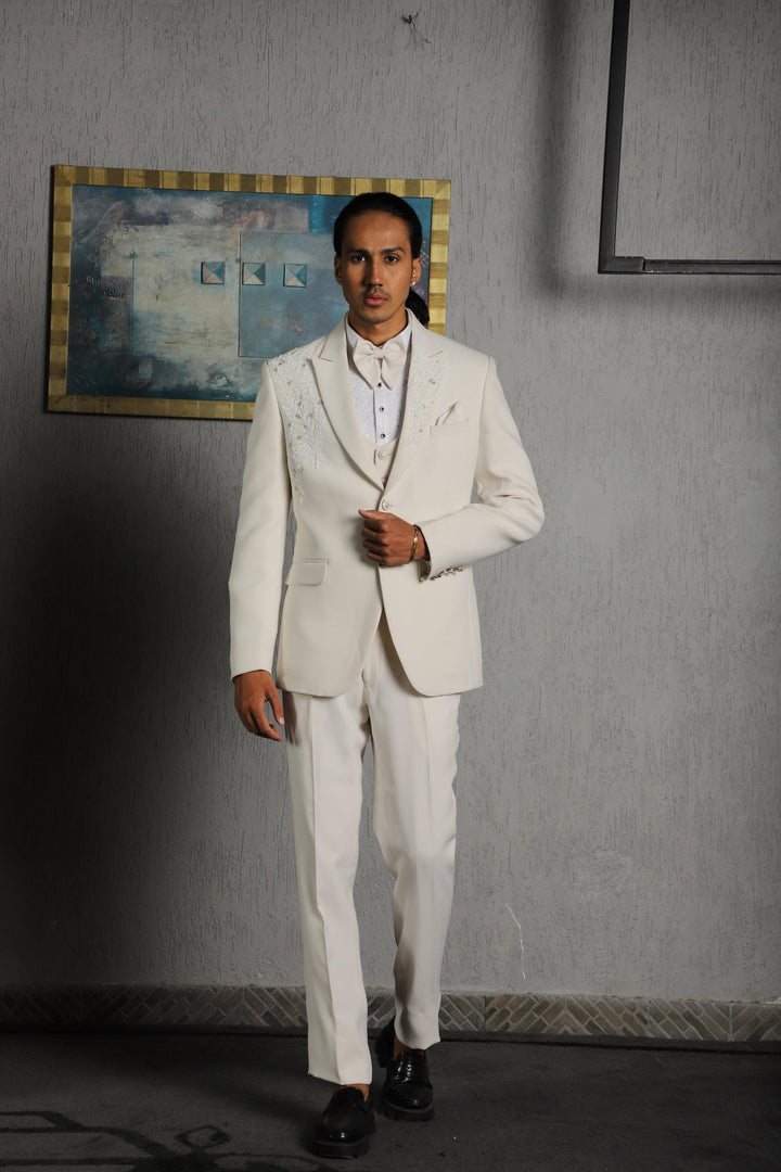 Ivory Hand Embroidered Tuxedo Set