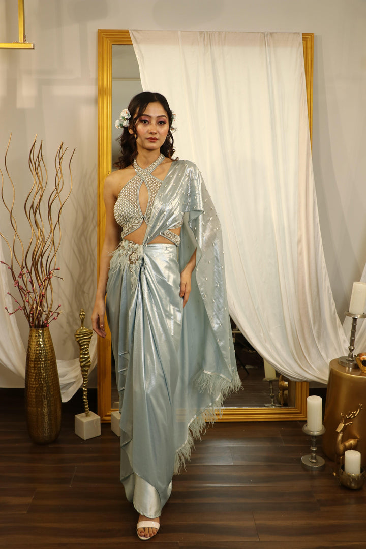 Grey Drape Saree