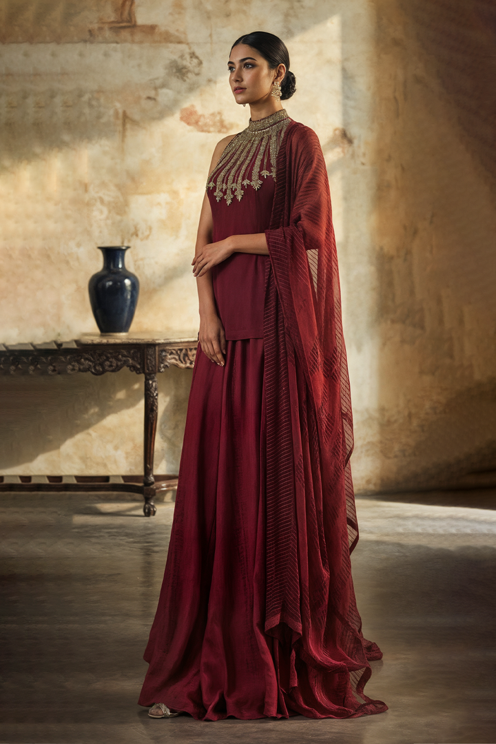 Red Halter Neck Suit