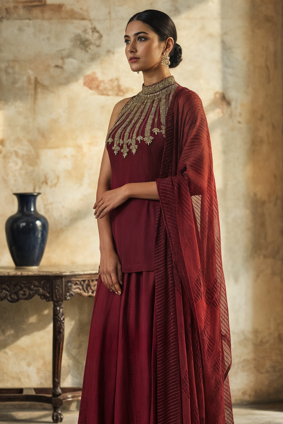 Red Halter Neck Suit