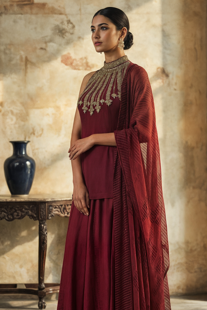 Red Halter Neck Suit