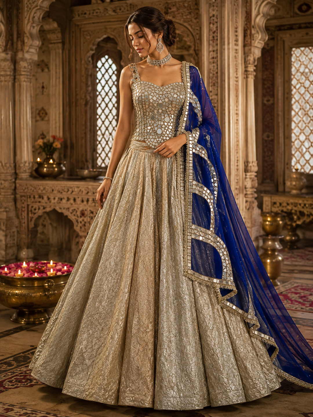 Champagne Gold Embellished Lehenga
