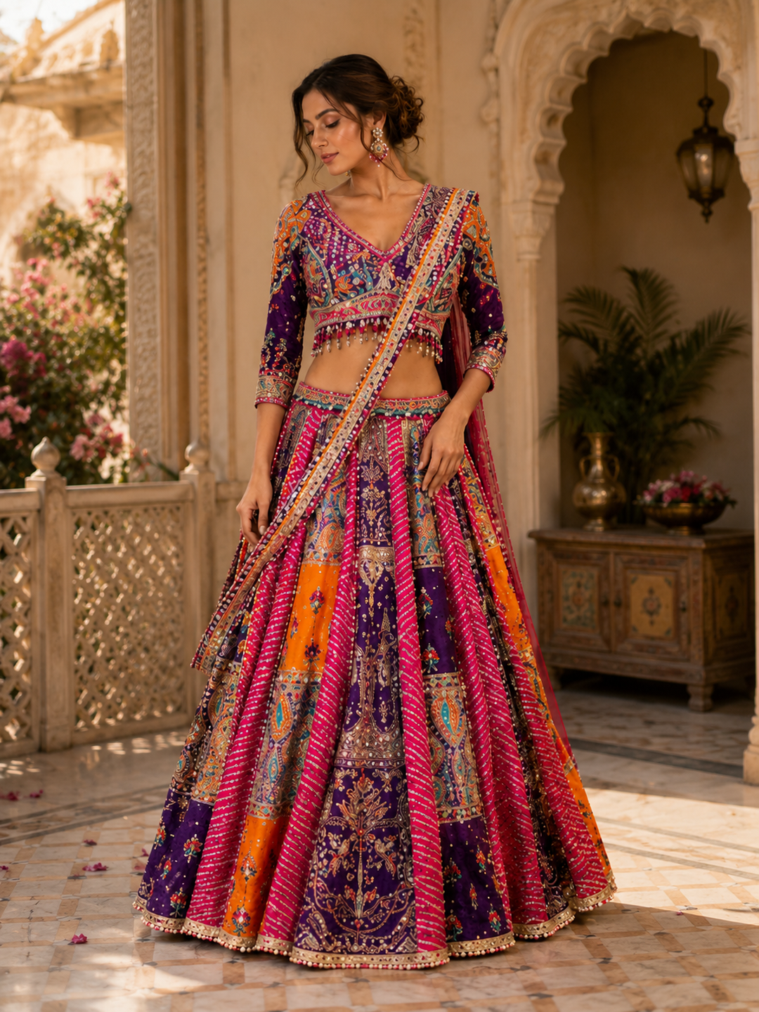 Royal Multicolor Embroidered Lehenga