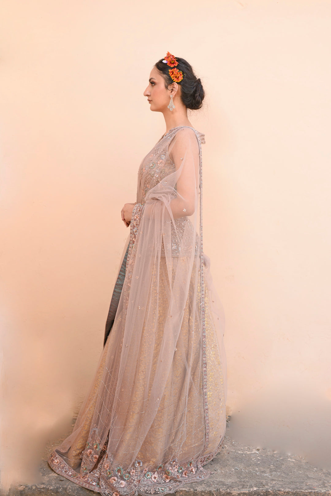 Thread and sequins drape saree