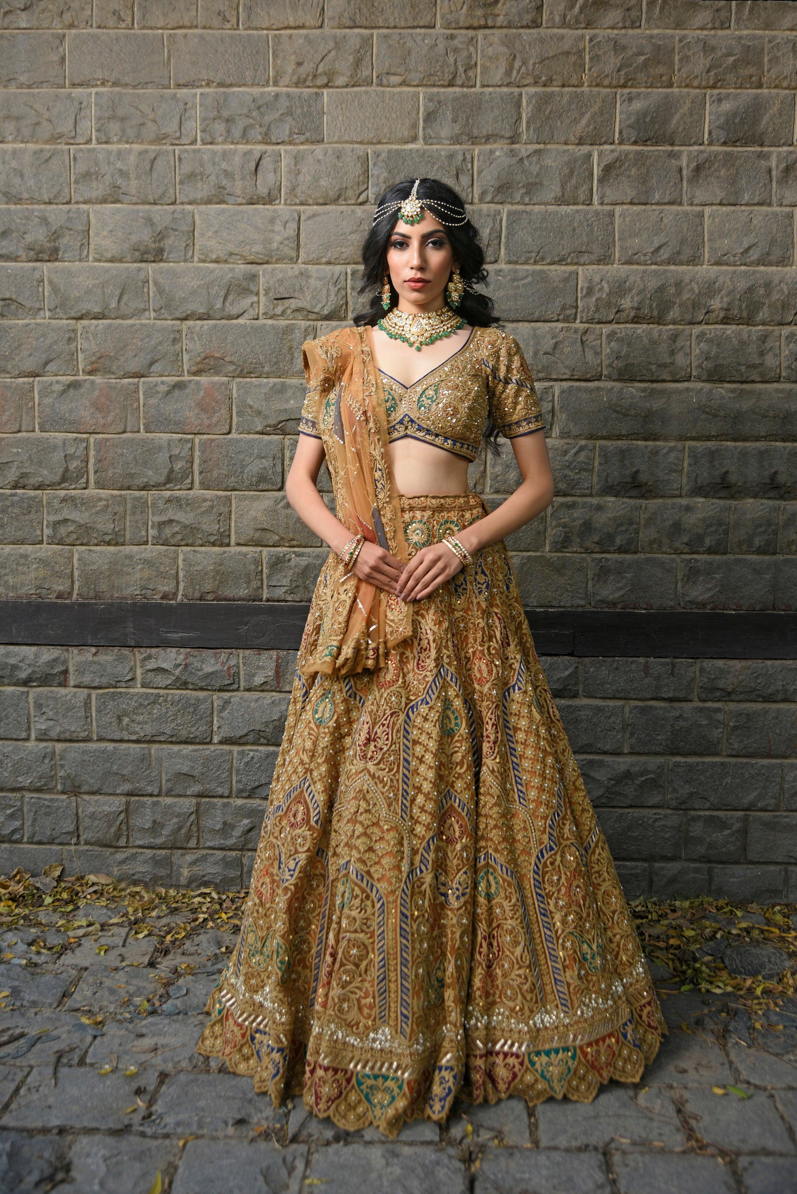 Study By Janak Sunshine Yellow Brocade Lehenga With Drape Choli in  Visakhapatnam at best price by GRC Lifestyle Collections - Justdial