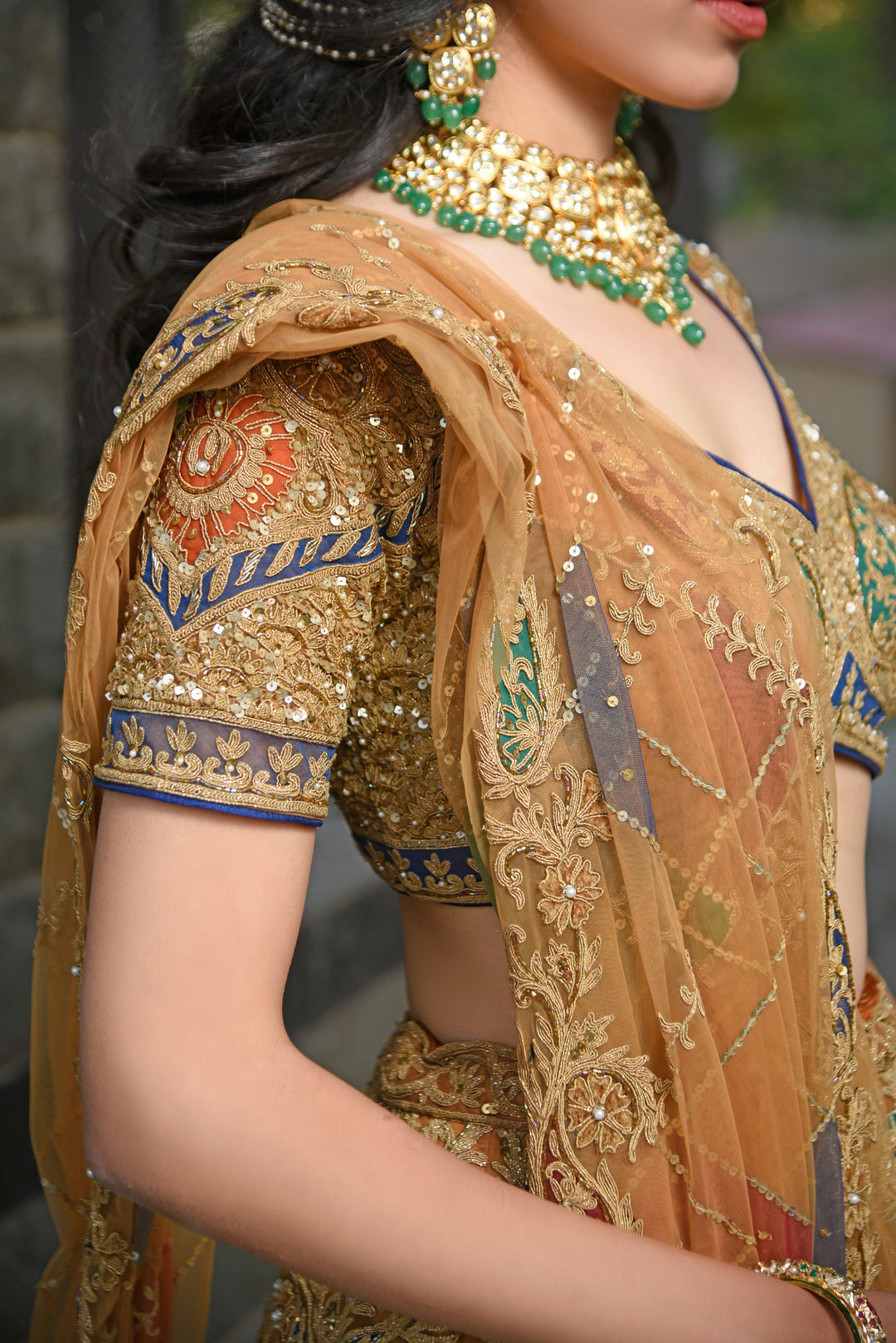 Embroidered Golden Lehenga (Hand-crafted)