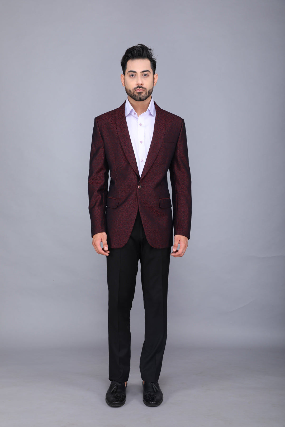 Dark Red Two-piece Business Suit