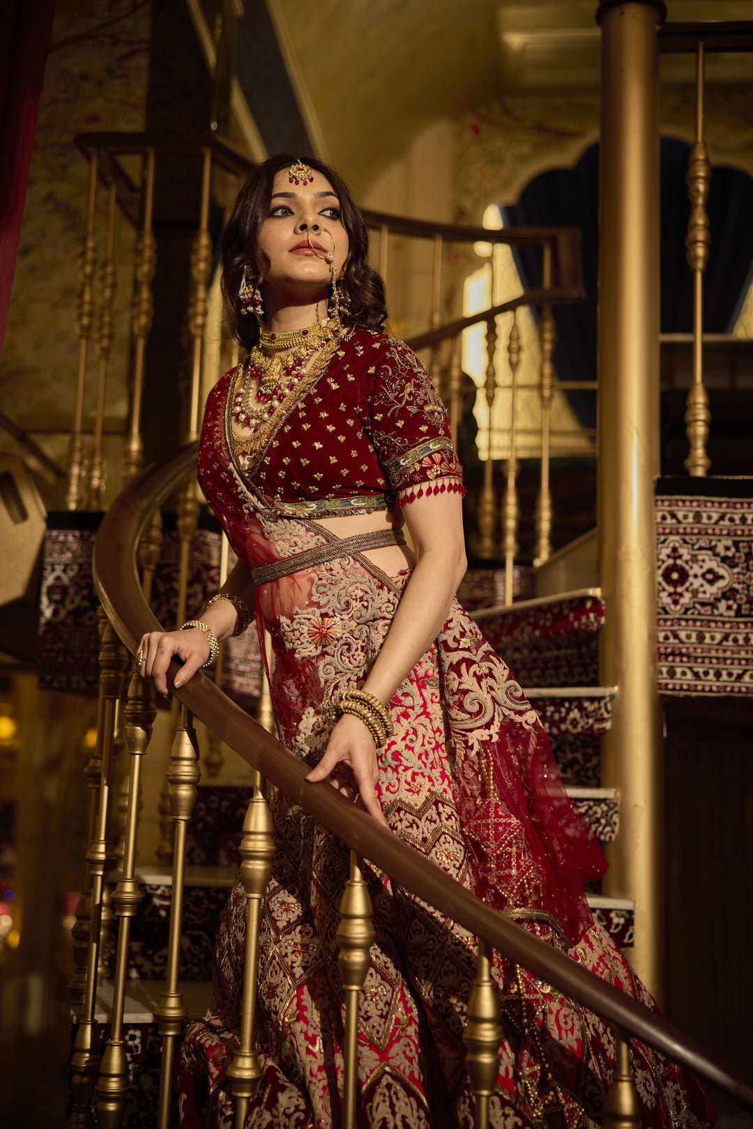 Majestic Maroon Silk Bridal Lehenga with Thread and Zardozi Embroidery