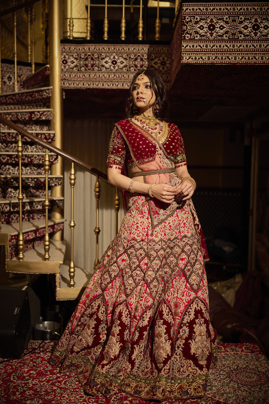 Majestic Maroon Silk Bridal Lehenga with Thread and Zardozi Embroidery