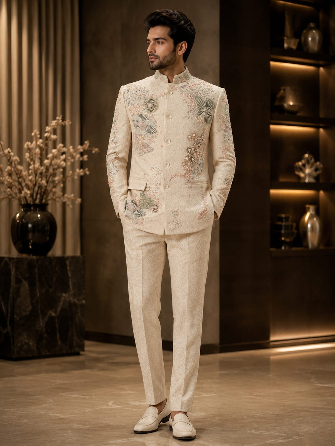 Imperial Floral Embroidered Bandhgala Jacket