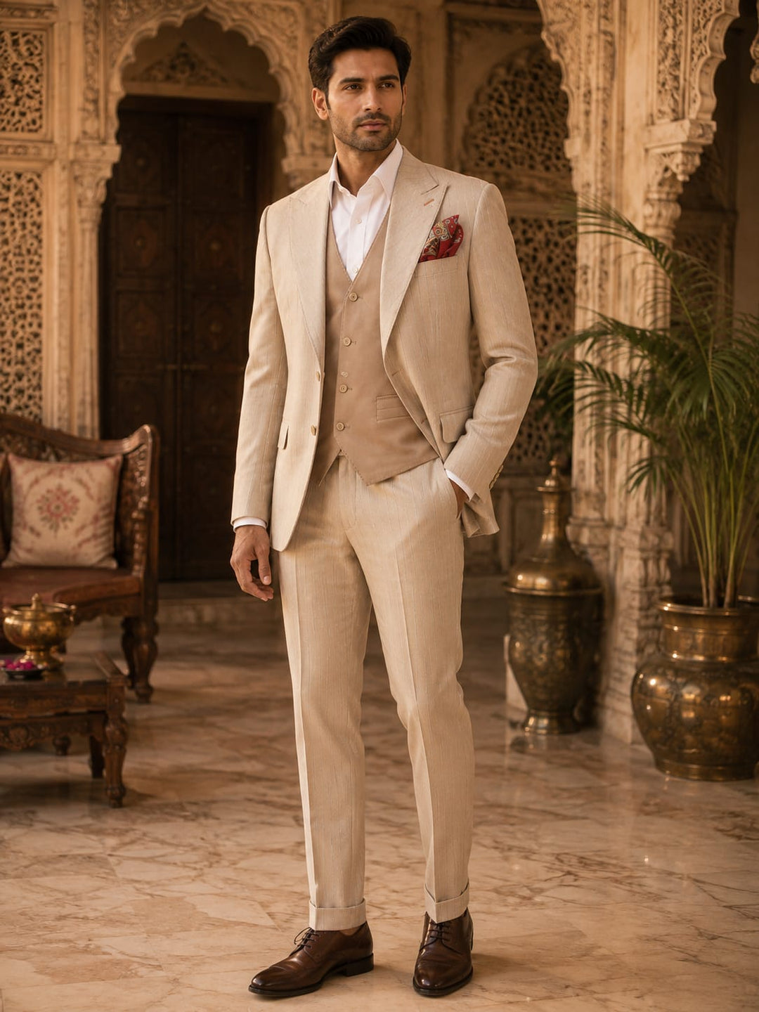 Champagne Luxe Three-Piece Suit