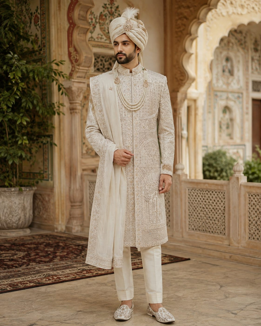 Pearl Cascade Embroidered Sherwani