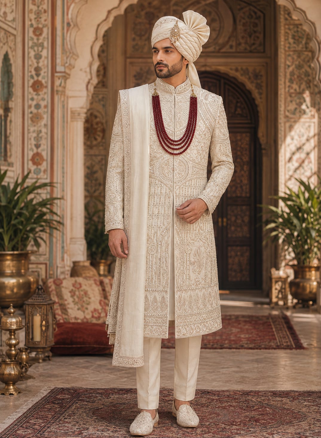 Ivory Regal Embroidered Sherwani