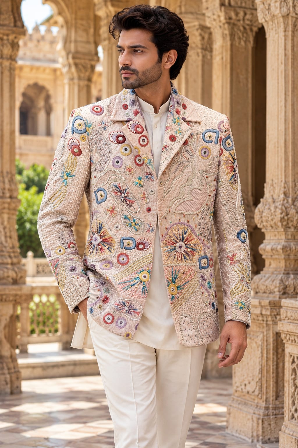 Blush Royale – Multicolour Embroidered Designer Indo-Western Jacket