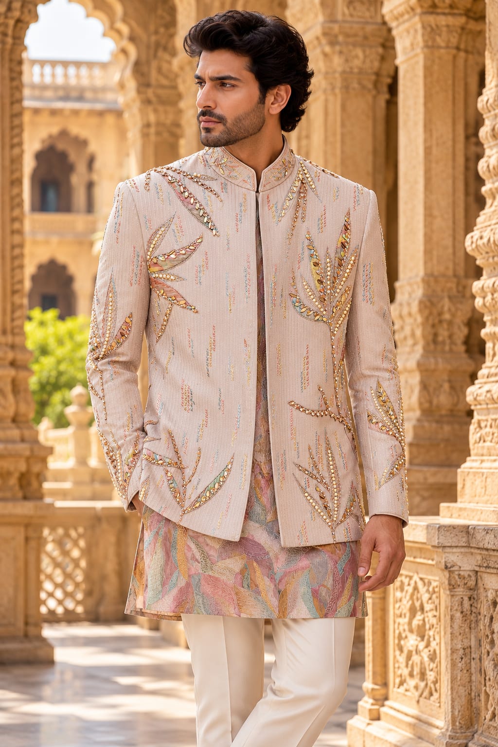 Blush Aura – Multicolour Embroidered Indo-Western Ensemble