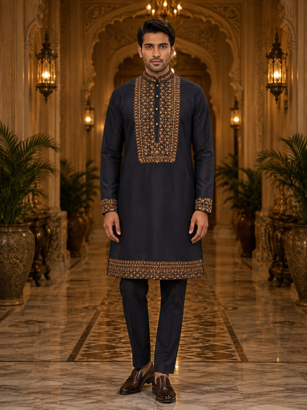 Midnight Embroidered Kurta