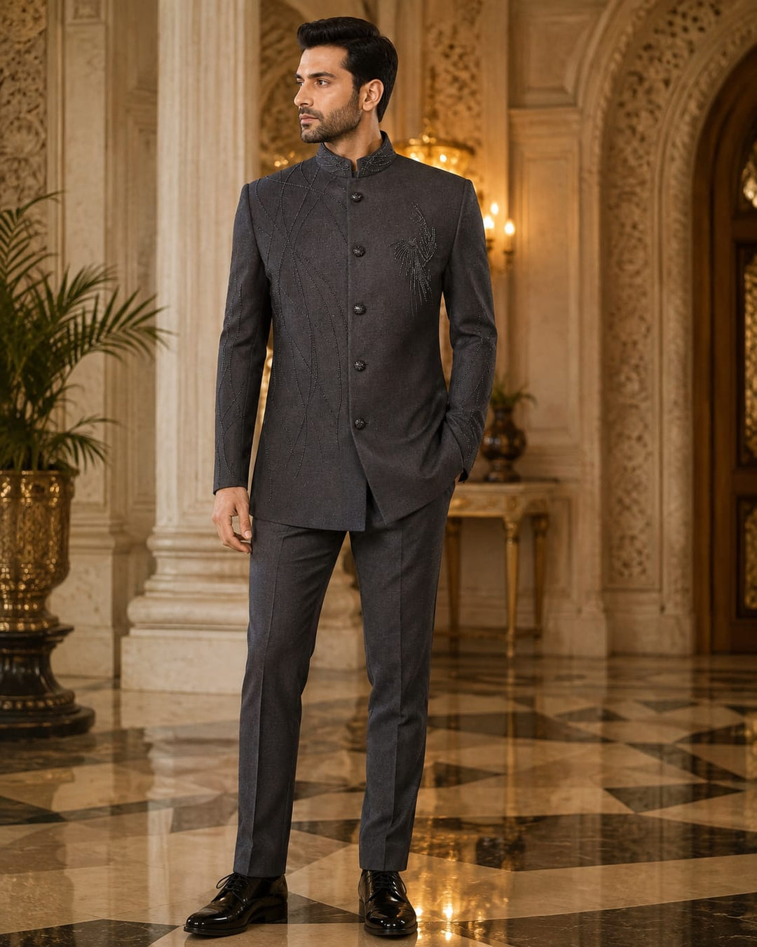 Signature Textured Bandhgala