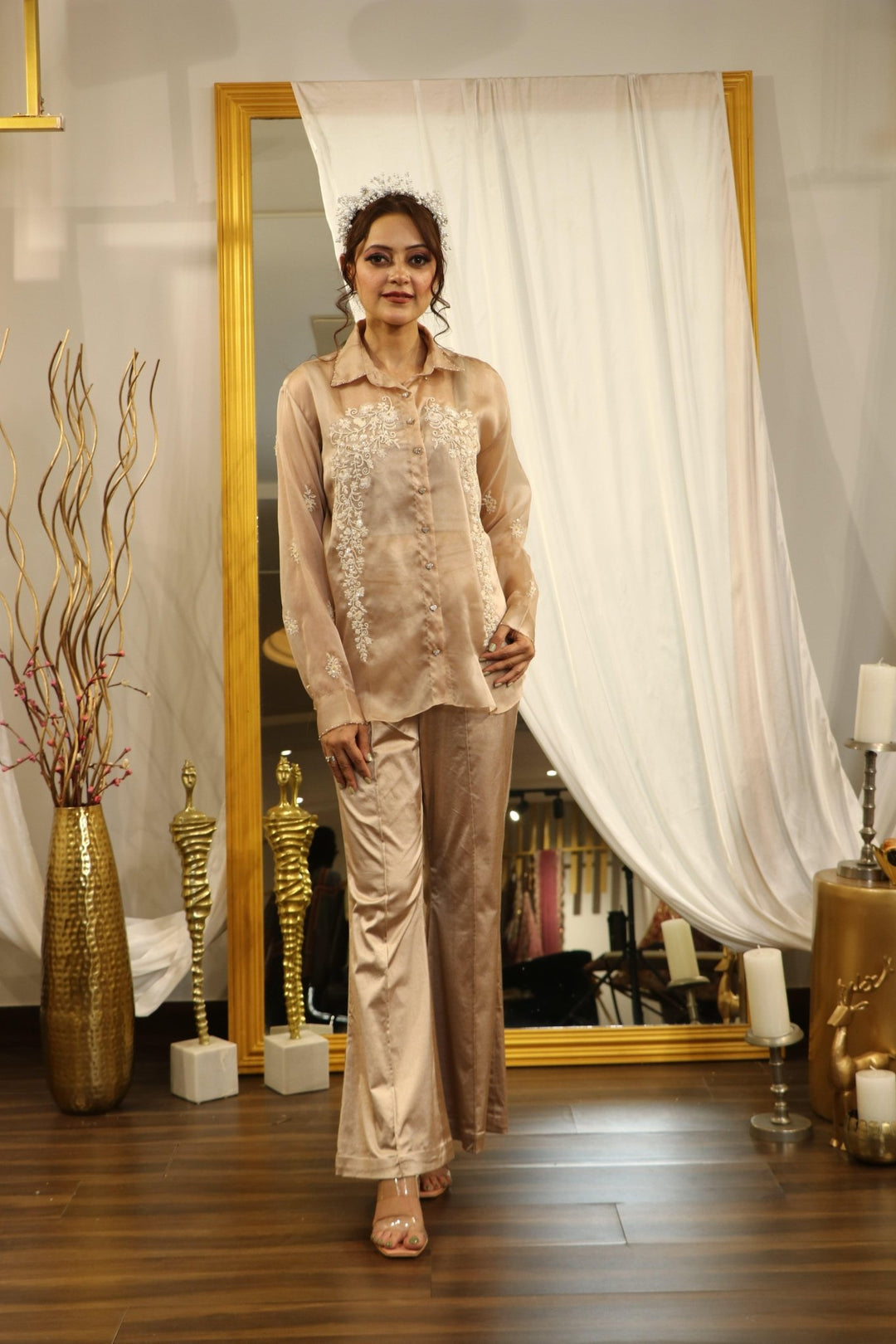 BEIGE FUSION WEAR DRESS - Study by Janak